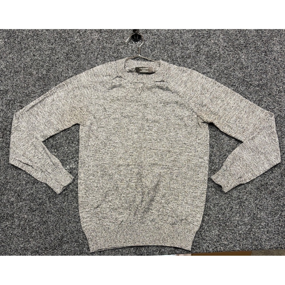 Primark Sweater Mens Small Grey Marl 100% Cotton Crewneck Pullover Knit Basic